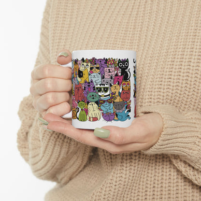 Doodle Collage Cats Coffee Mug