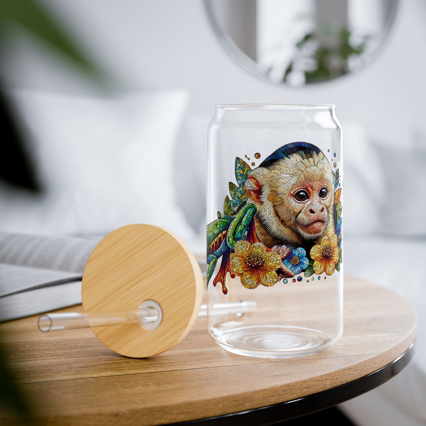 Monkey and Frog Sipper Glass –Tropical Vibes