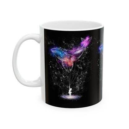 Taza de cerámica con ballena cósmica: taza de café celestial