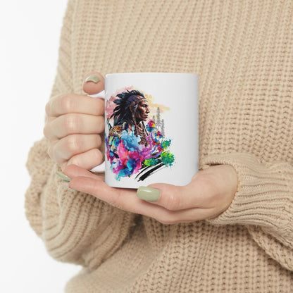 Taza de cerámica con espíritu chamán y jaguar: el regalo perfecto para los amantes del arte. 