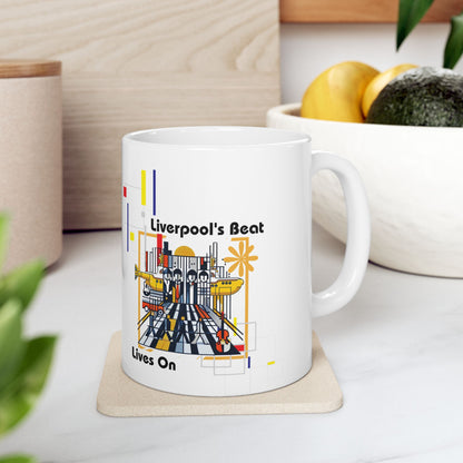 "Liverpool's Beat Ceramic Mug – Bauhaus Beatles Coffee Cup"