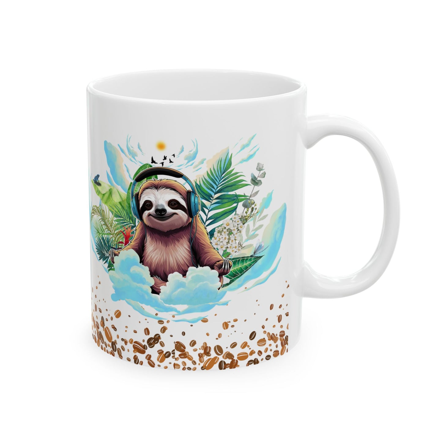 Sloth Zen Coffee Ceramic Mug - Tropical Gift