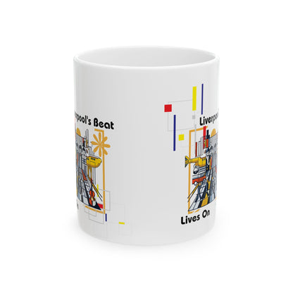 "Liverpool's Beat Ceramic Mug – Bauhaus Beatles Coffee Cup"