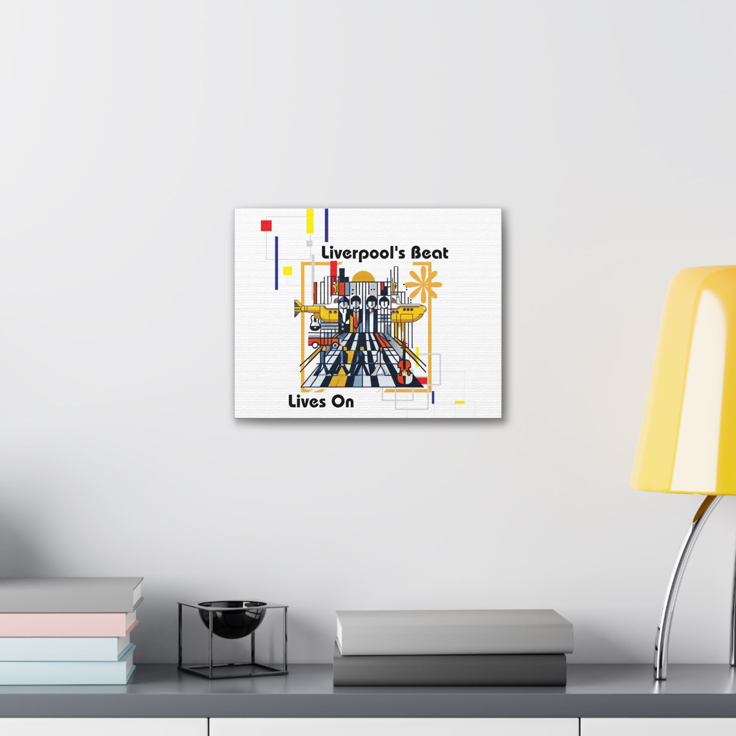 "Liverpool’s Beat Canvas Wrap – Bauhaus Beatles Wall Art"