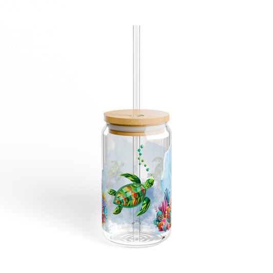 Sea Turtle Sipper Glass – Ocean-Inspired