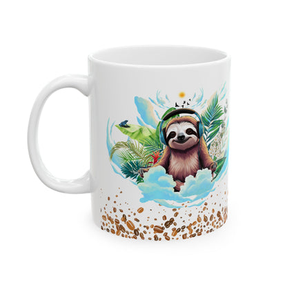 Sloth Zen Coffee Ceramic Mug - Tropical Gift