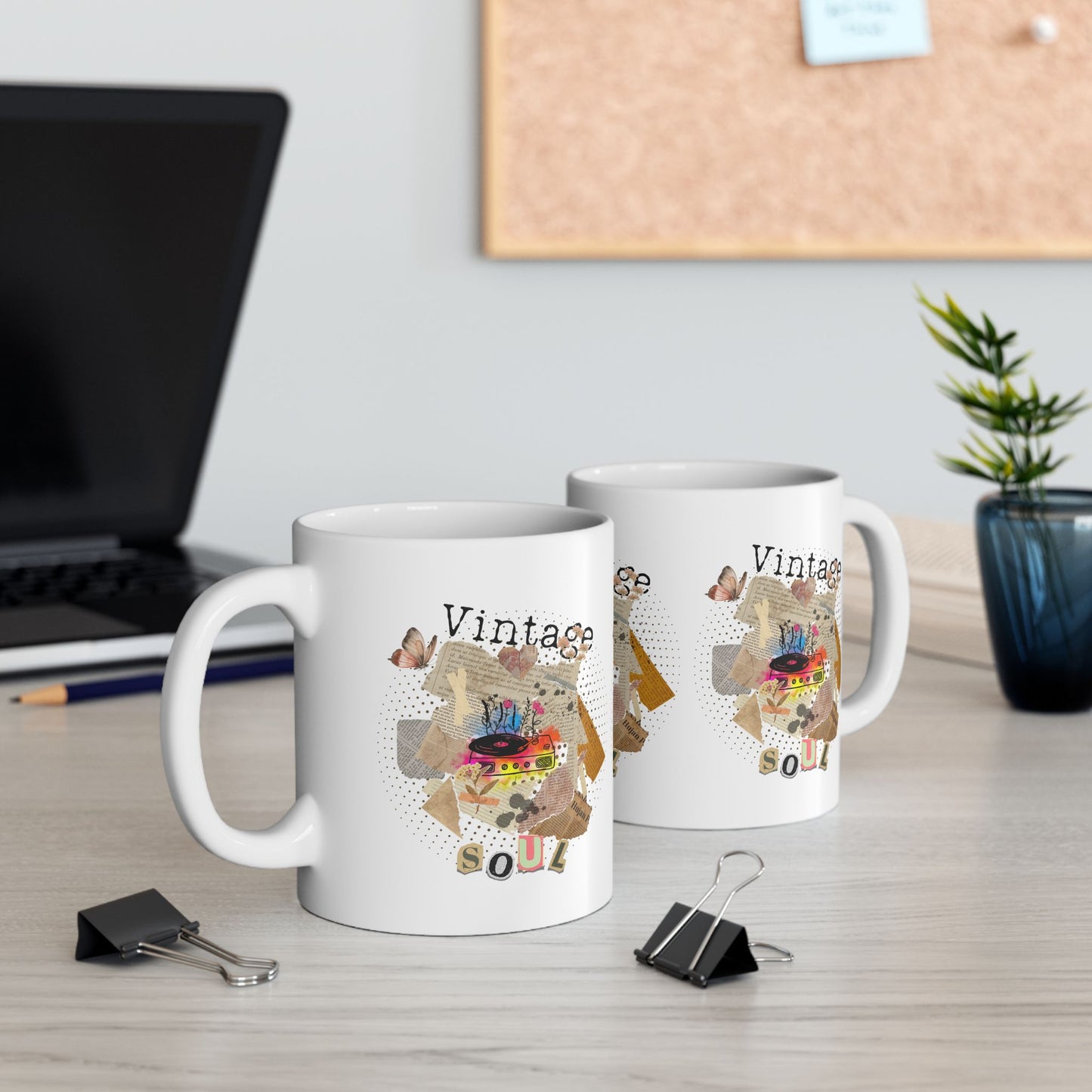 Taza de cerámica Vintage Soul: taza de café retro para coleccionistas de vinilos 