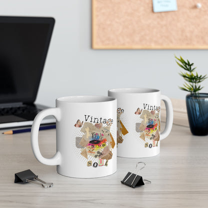 Taza de cerámica Vintage Soul: taza de café retro para coleccionistas de vinilos 