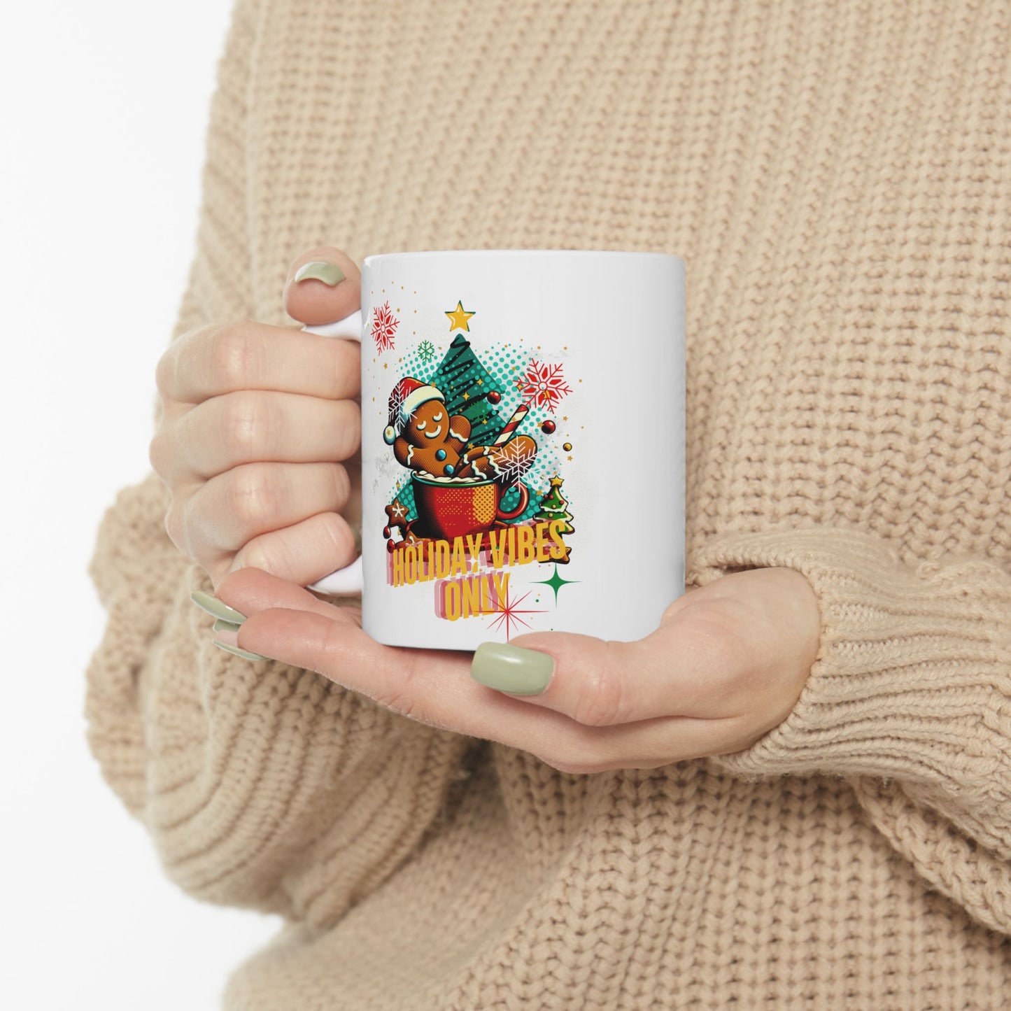 Taza de café con forma de pan de jengibre festivo