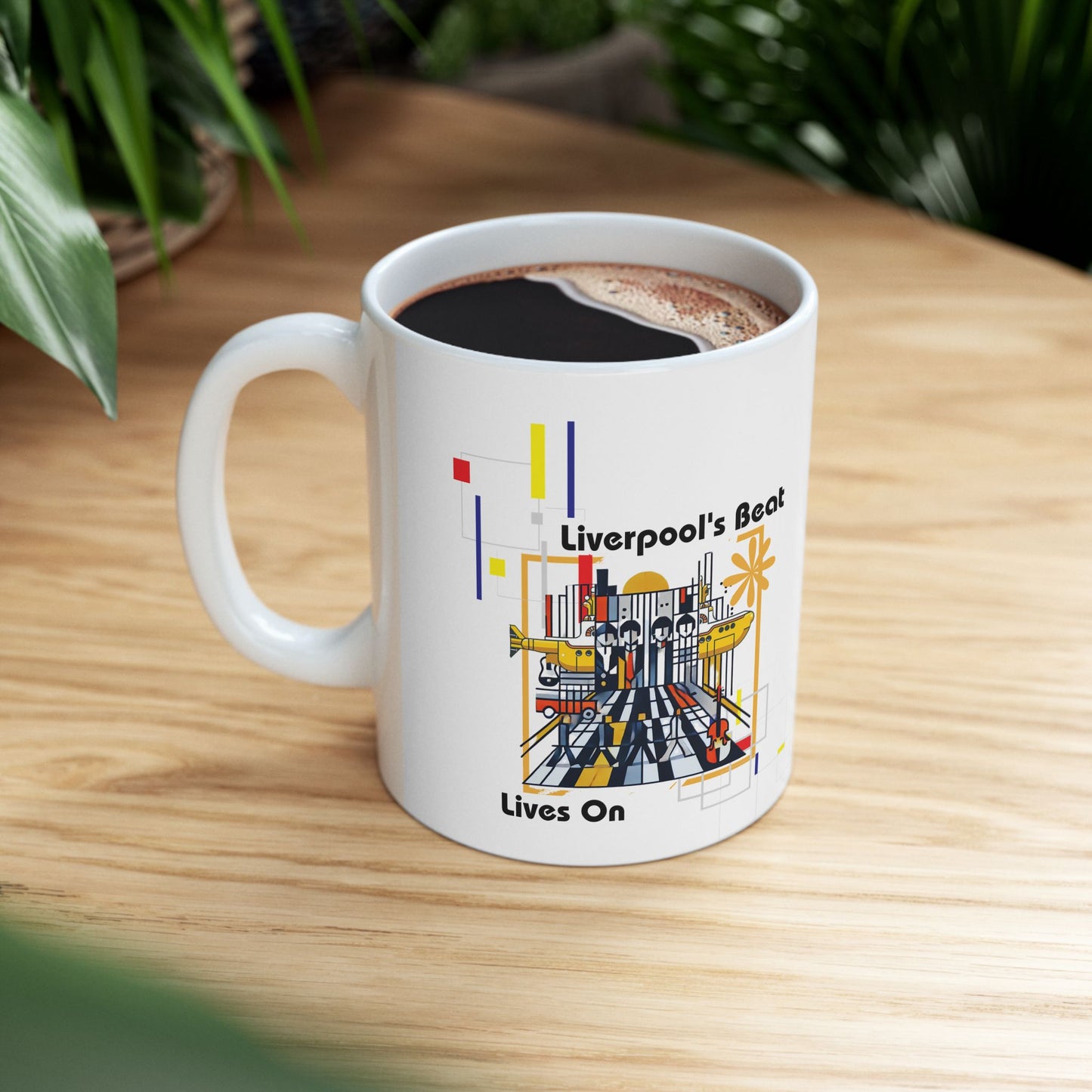 "Liverpool's Beat Ceramic Mug – Bauhaus Beatles Coffee Cup"