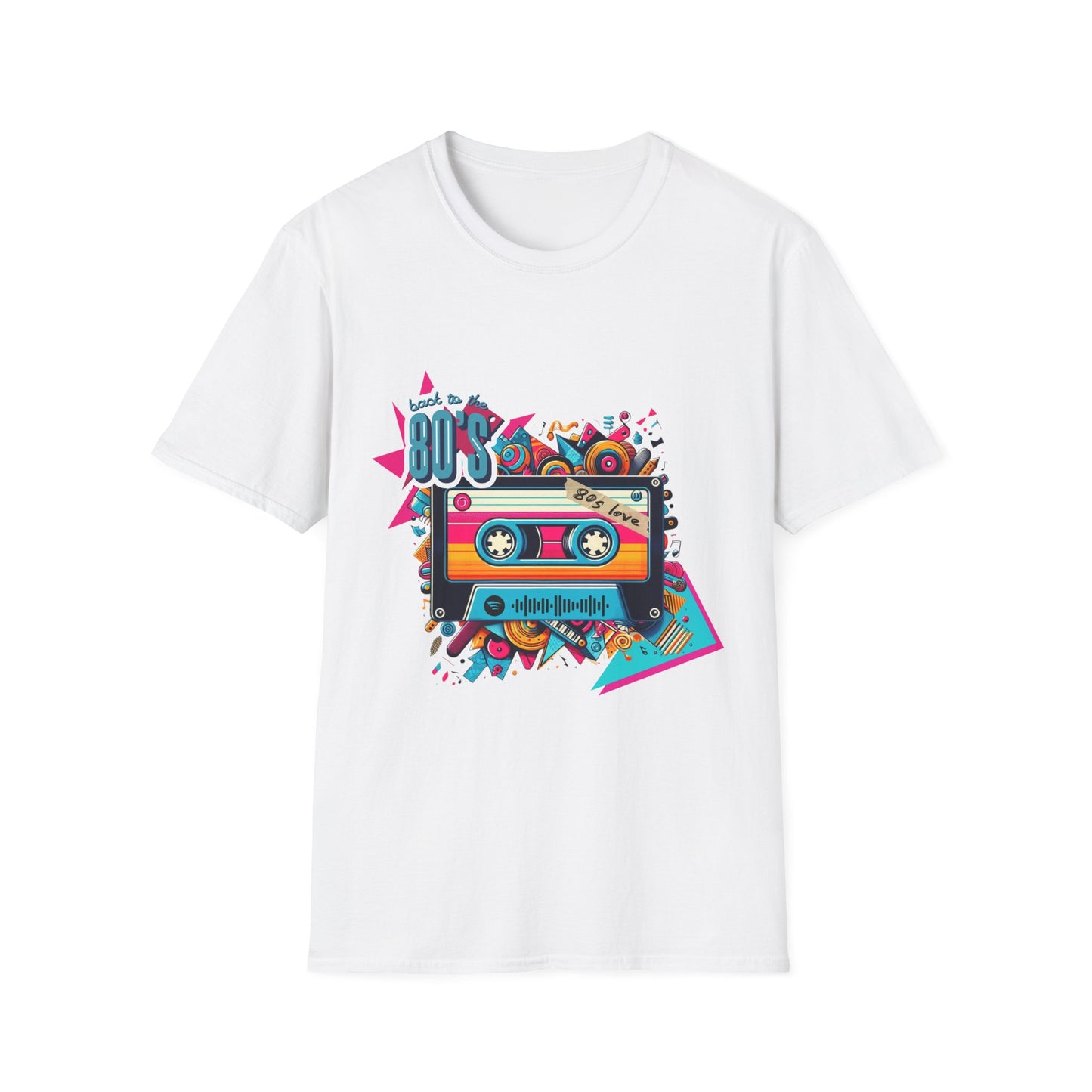 Camiseta escaneable con música retro de los 80