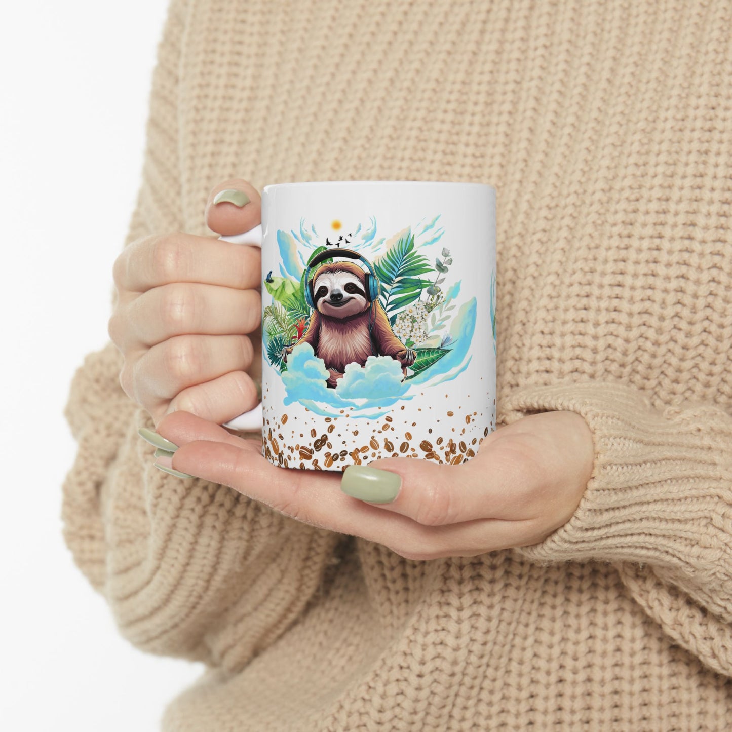 Taza de cerámica con diseño de perezoso zen - Regalo tropical