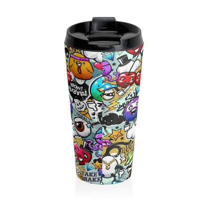 Graffiti Doodle Collage Steel Travel Mug