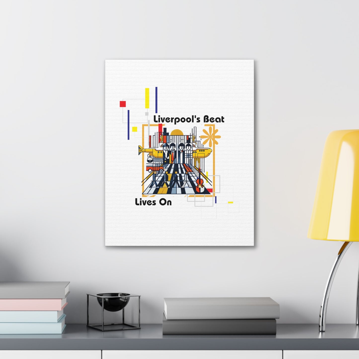 "Liverpool’s Beat Canvas Wrap – Bauhaus Beatles Wall Art"