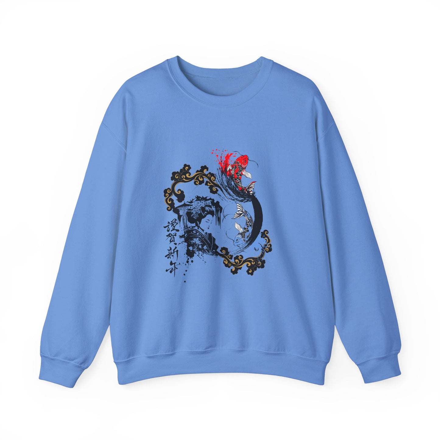 Japanese Ink Fusion Geisha & Koi Design – Unisex Sweatshirt