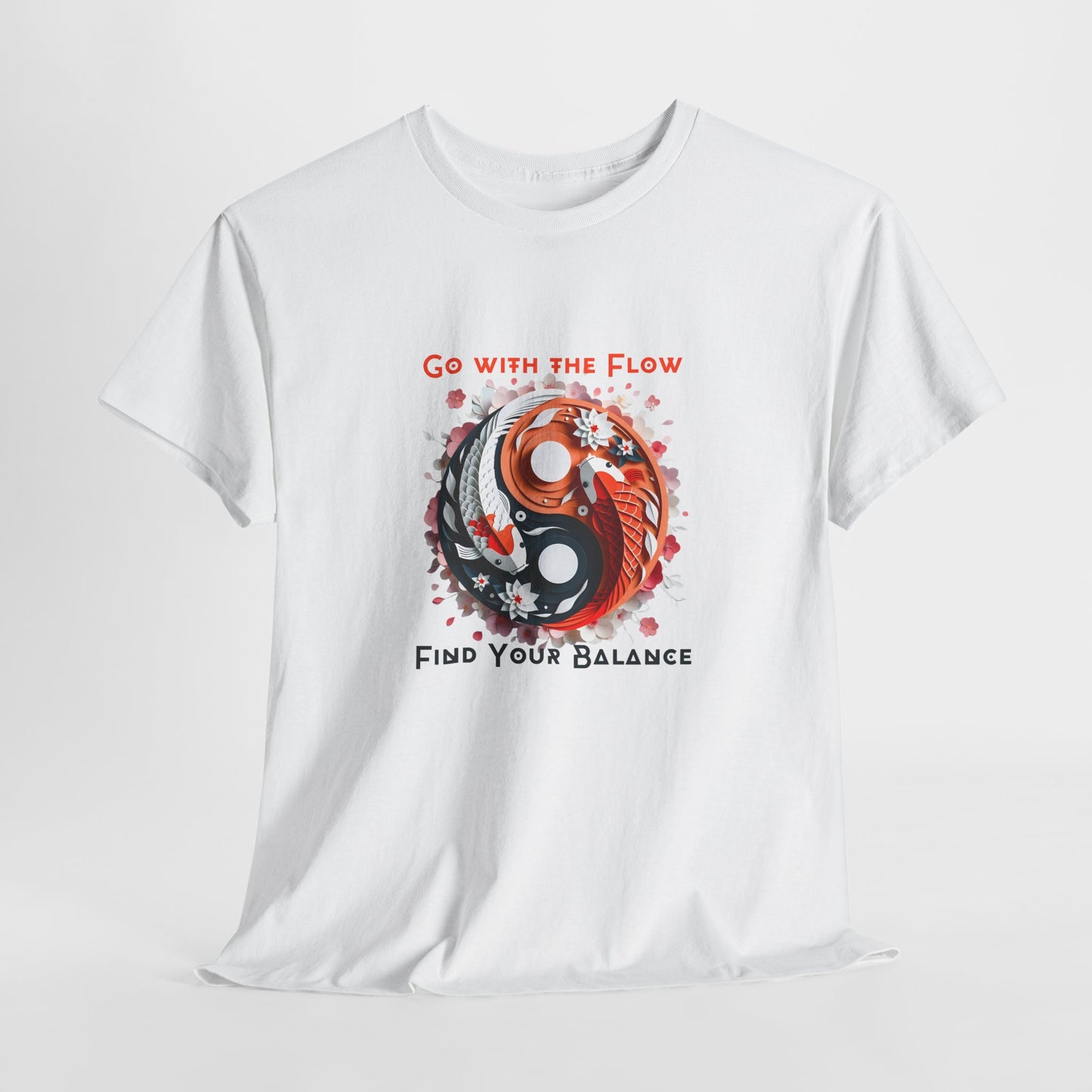 Unisex heavy cotton t-shirt featuring an original yin yang koi fish design inspired by Japanese culture and zen aesthetics. Perfect for mindfulness meditation and tranquil vibes, this tee showcases graceful koi motifs that embody balance and serenity.